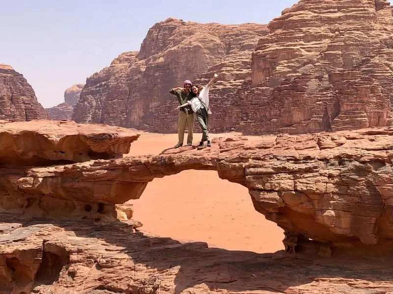 Small group jeep tour through Wadi Rum red desert at sunset, Jordan