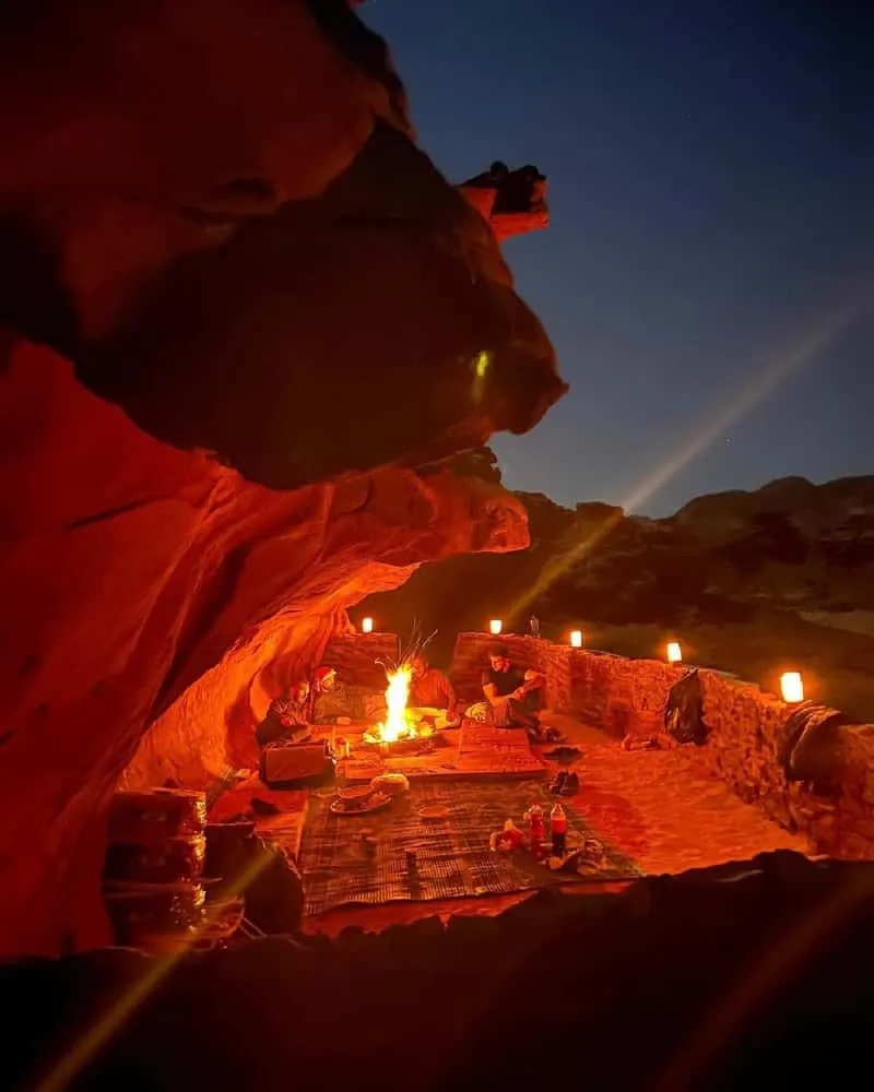 Desert stargazing from Bedouin camp during Wadi Rum jeep tour overnight experience
