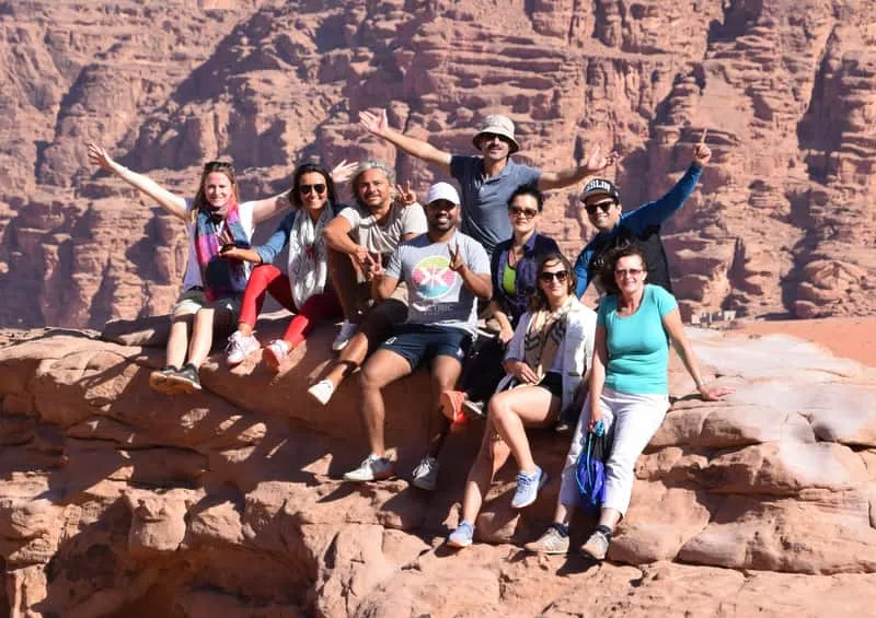 Wadi Rum red desert landscape on Jordan highlights tour featuring Petra and Dead Sea